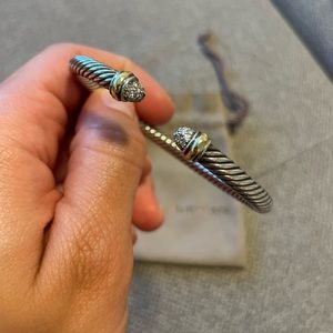 David Yurman Cable Classic Bracelet with 14K Yellow Gold Domes and Pavé Diamonds